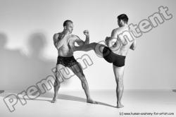 Underwear Martial art Man - Man White Moving poses Athletic Short Brown Dynamic poses Academic